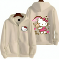 Varanda® Women's Zipper Hoodie Kitty Pattern Sweatshirt