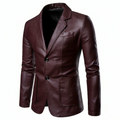 Varanda® New Men's Lapel Leather Dress Suit Coat